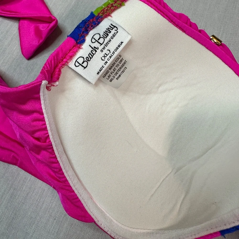 Beach Bunny Dream of Eve Pink Blue Green Ruffle Bikini - Picture 9 of 10